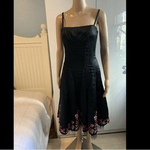 VINTAGE BETSEY JOHNSON BLACK SILK TULLE  DRESS 6